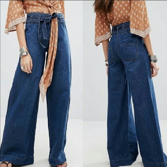 Free People Denim - Free People Augusta Flare Wide Leg Jeans High Rise